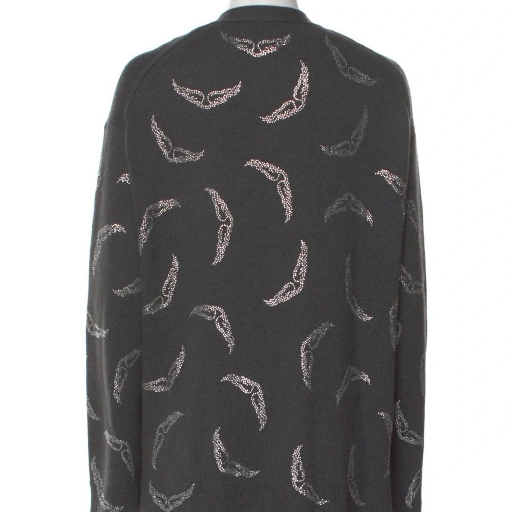 Zadig & Voltaire Gray Cardigan with Crescent Moon Pattern - Picture 3 of 9